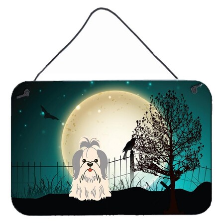 Carolines Treasures Halloween Scary Shih Tzu Silver and White Wall or Door Hanging Prints BB2275DS812